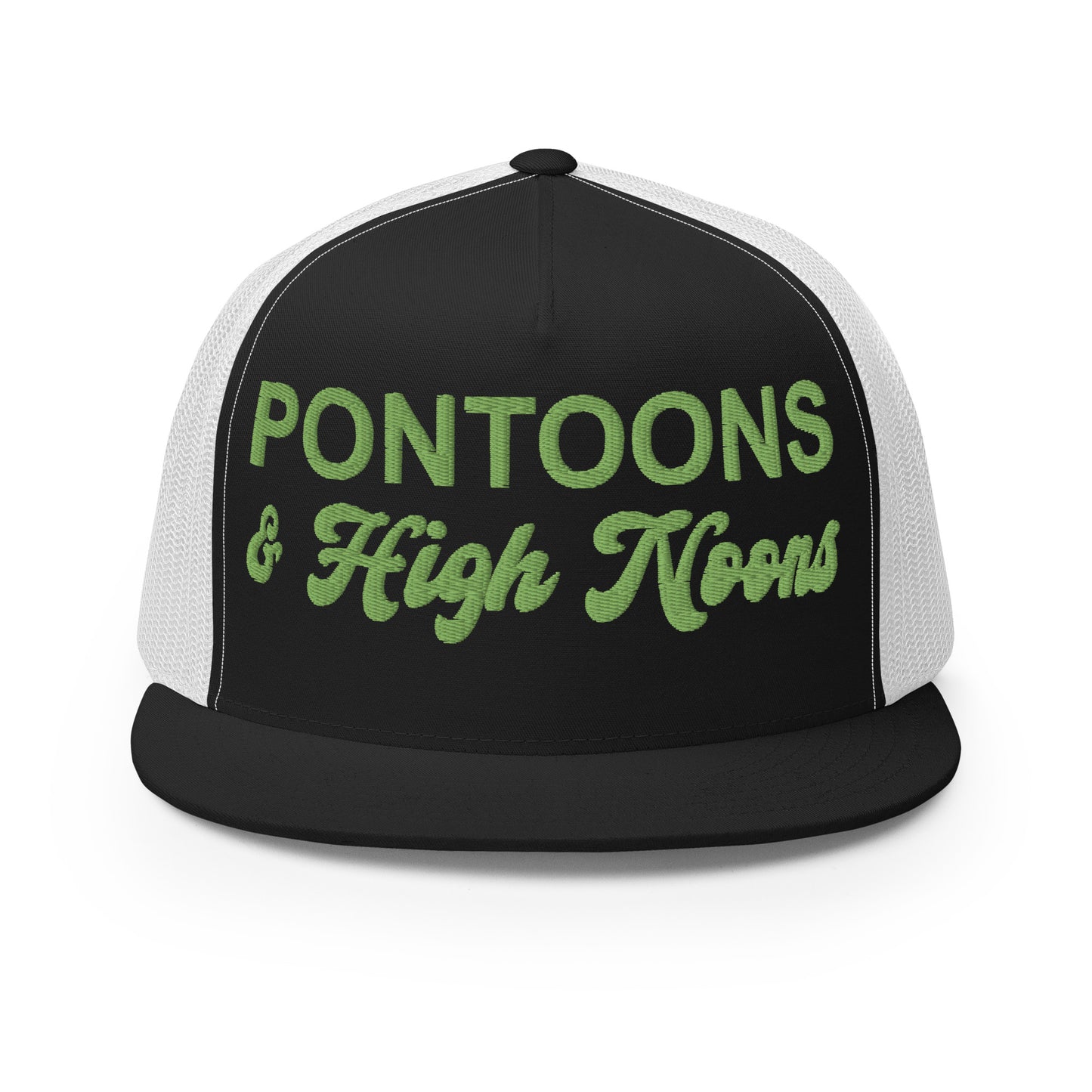 Pontoons and High Noons Hat (Embroidered Trucker Cap)