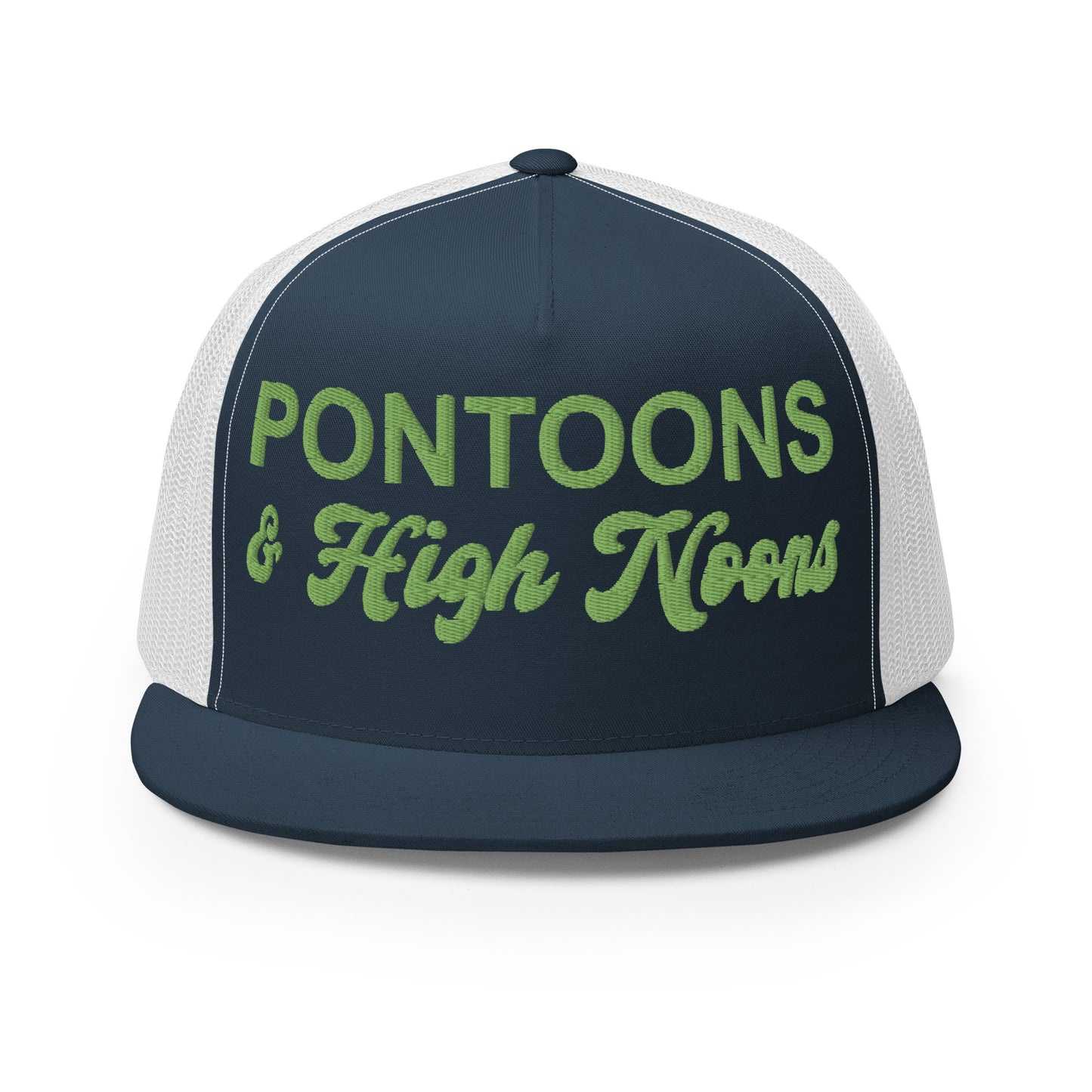 Pontoons and High Noons Hat (Embroidered Trucker Cap)