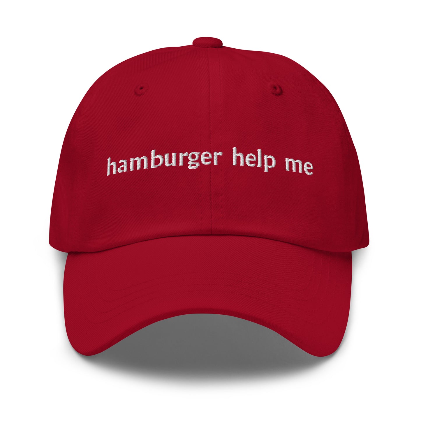 Hamburger Help Me Hat (Embroidered Dad hat)