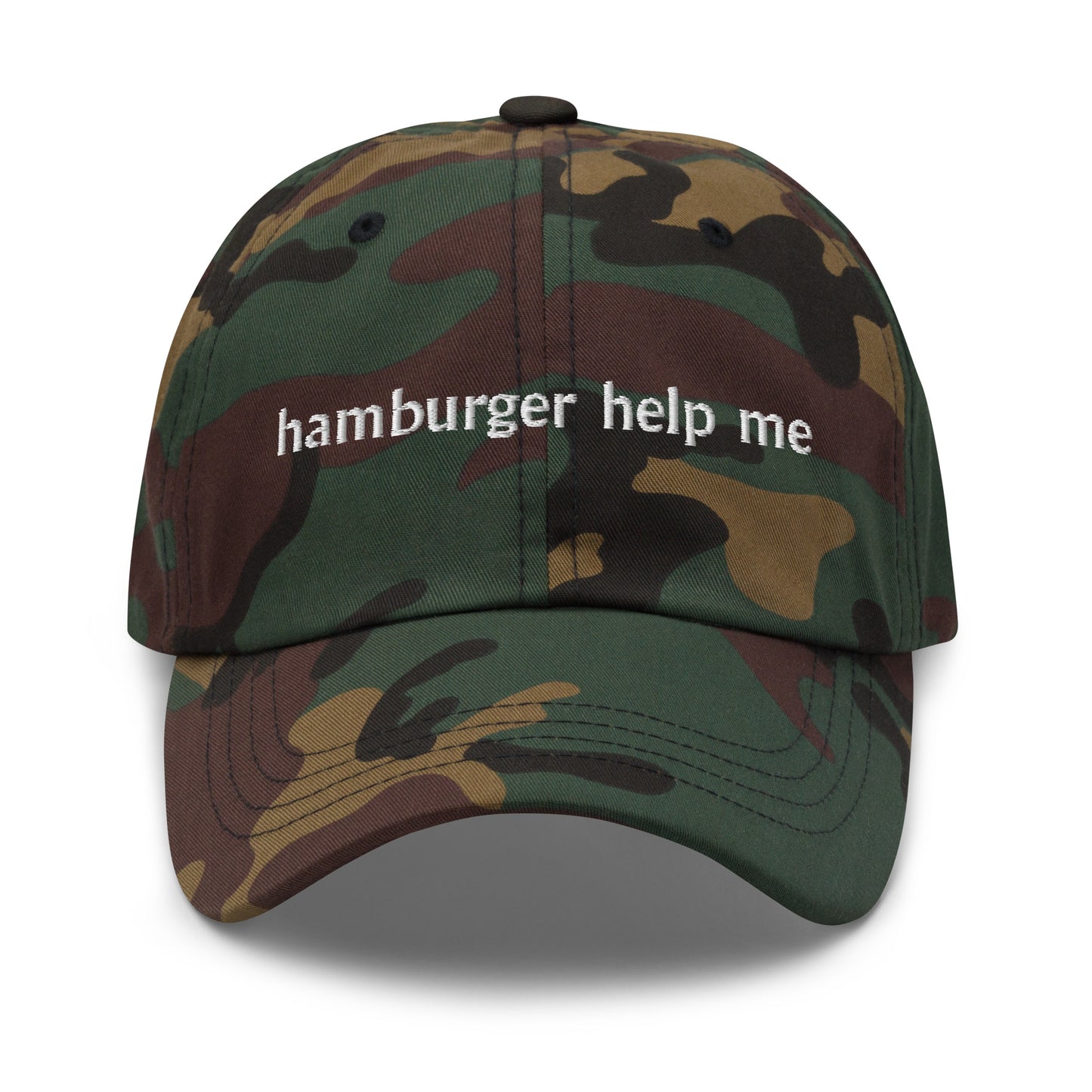 Hamburger Help Me Hat (Embroidered Dad hat)