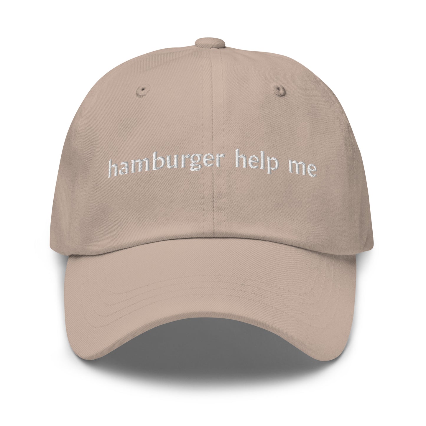 Hamburger Help Me Hat (Embroidered Dad hat)