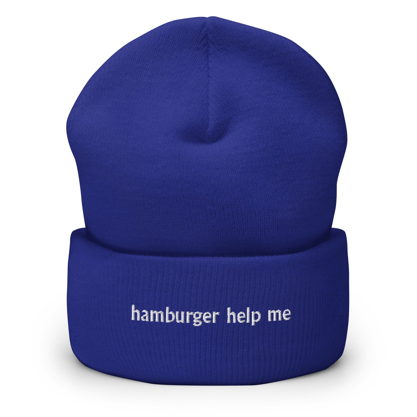 Hamburger Help Me Embroidered Cuffed Beanie