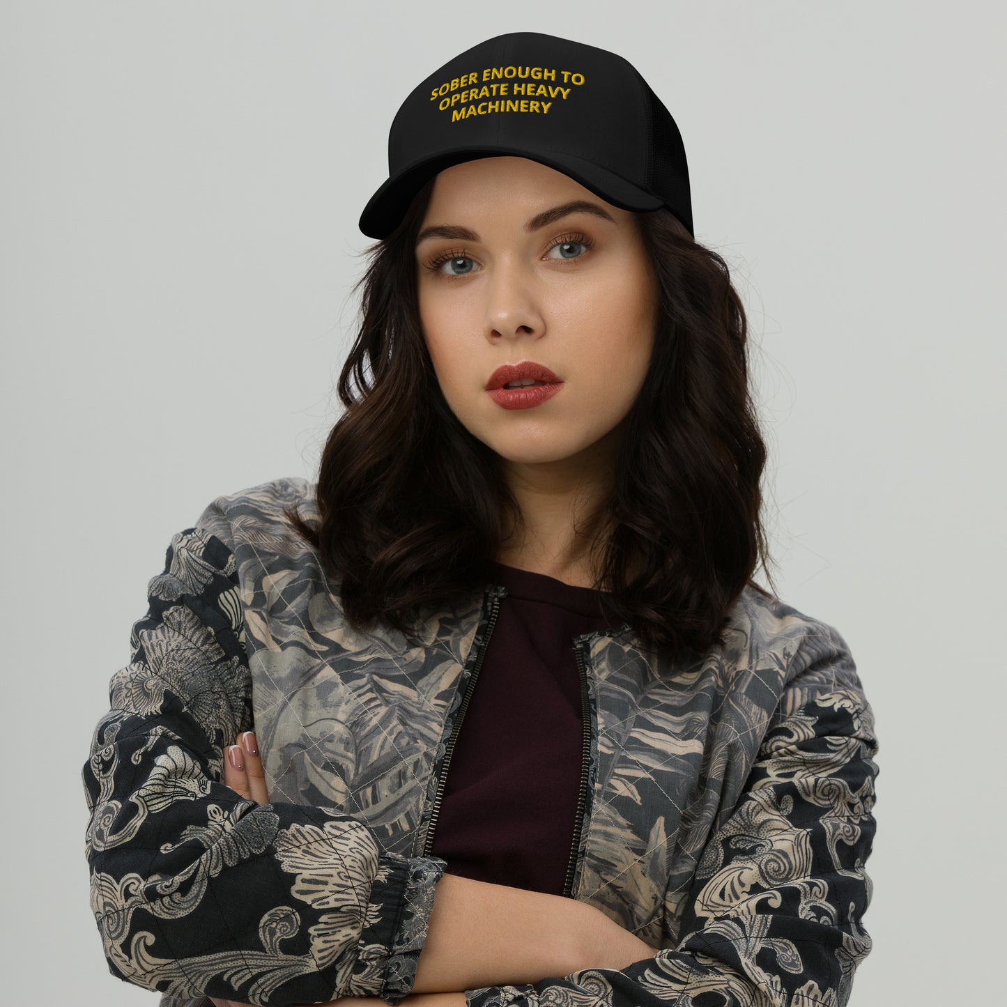 Sober Enough To Operate Heavy Machinery Embroidered Trucker Cap