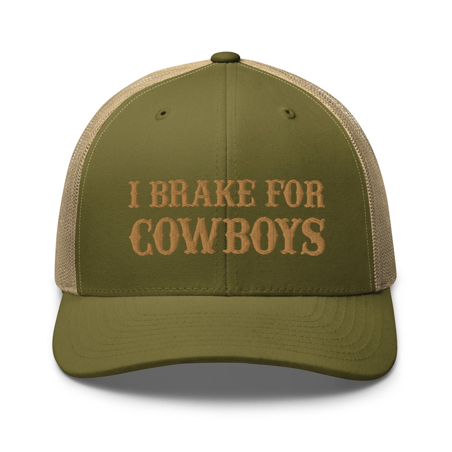 I Brake For Cowboys Hat Funn Cowboys Hat (Embroidered Trucker Cap)
