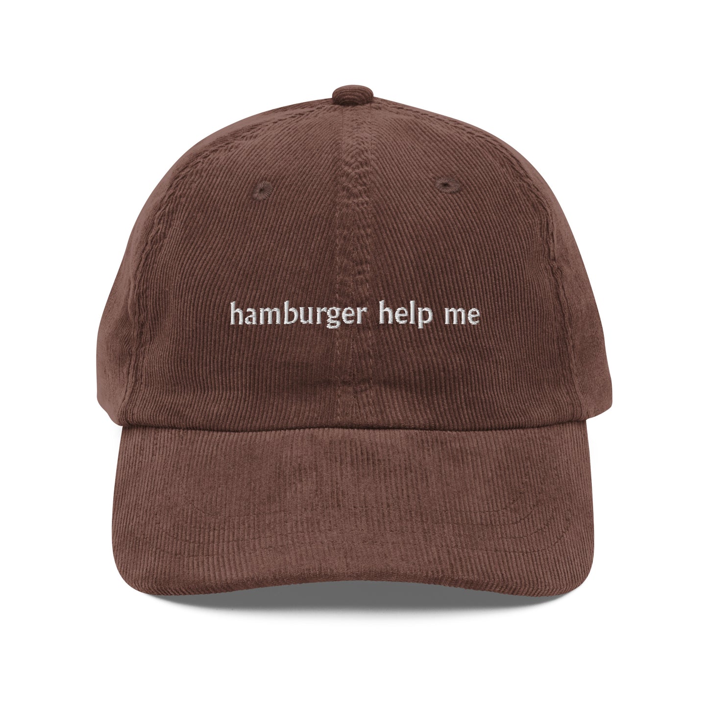 Hamburger Help Me Hat Funny Embroidered corduroy cap