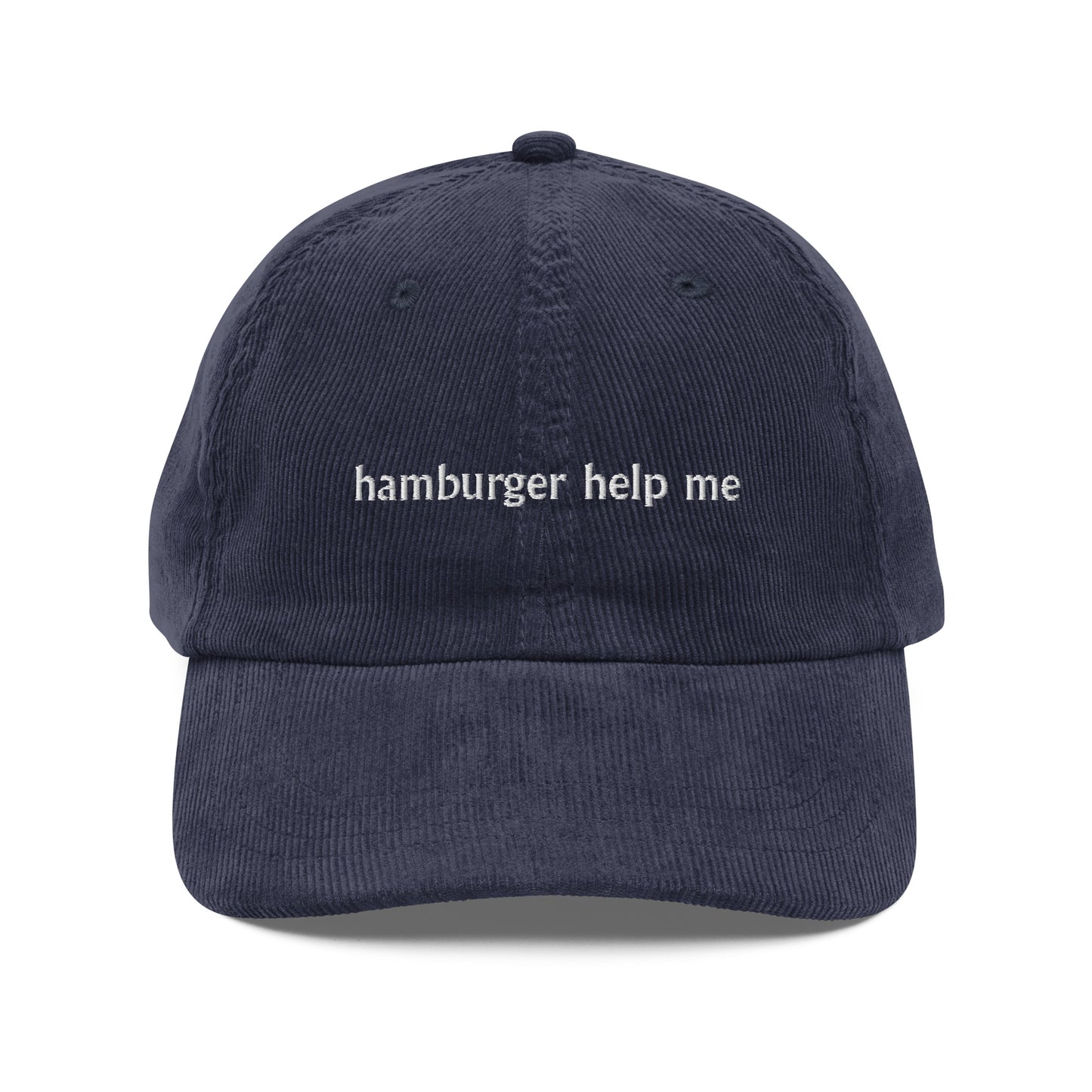 Hamburger Help Me Hat Funny Embroidered corduroy cap