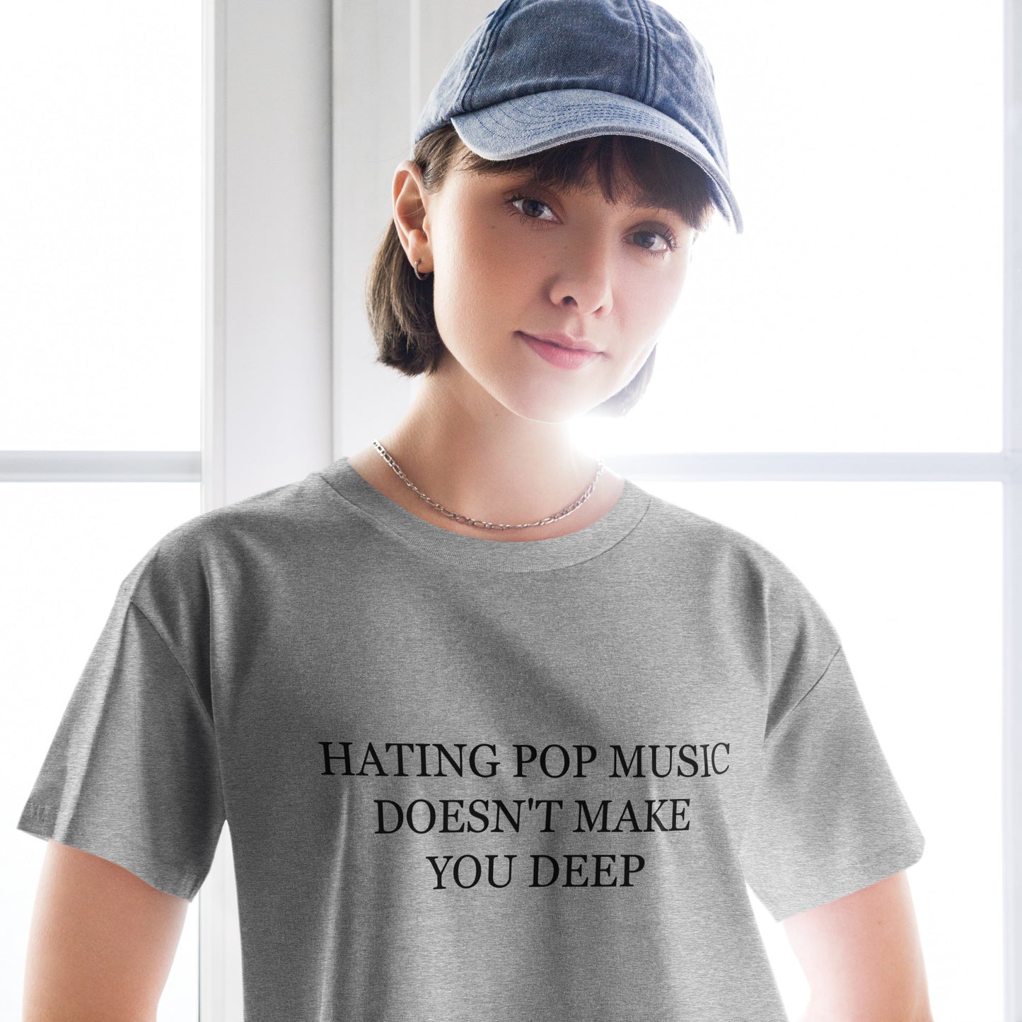 Hating Pop Music Doesn't Make You Deep Women’s crop top