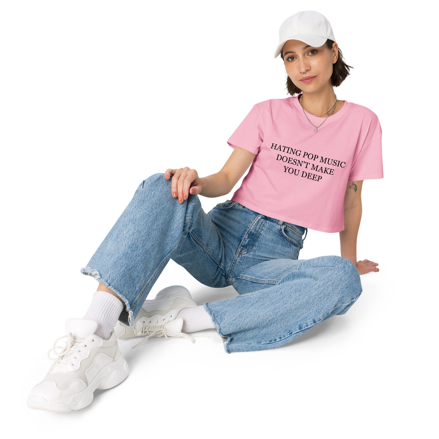 Hating Pop Music Doesn't Make You Deep Women’s crop top