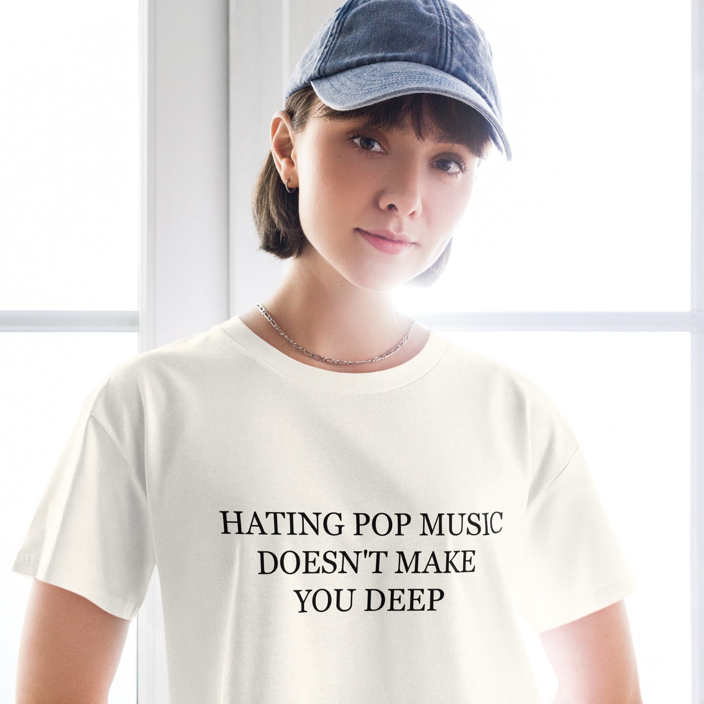 Hating Pop Music Doesn't Make You Deep Women’s crop top