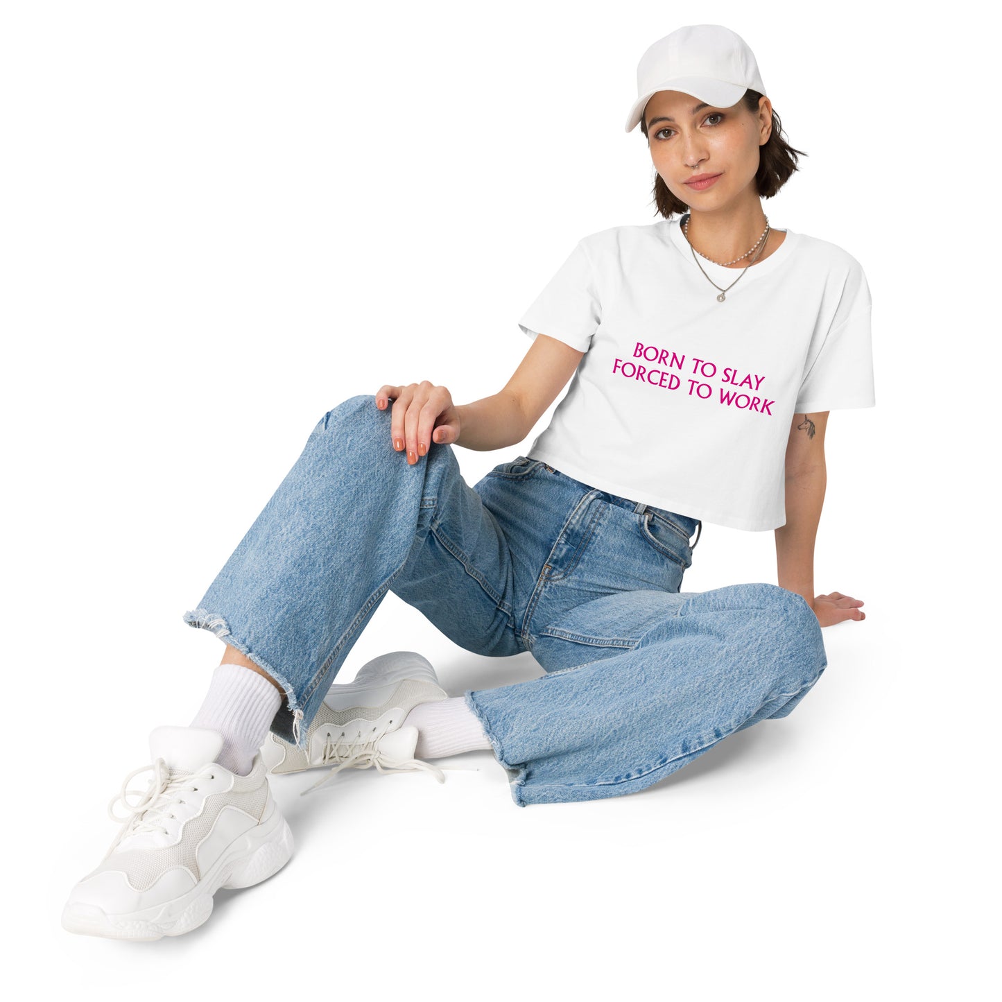 Born To Slay Forced To Work Women’s crop top