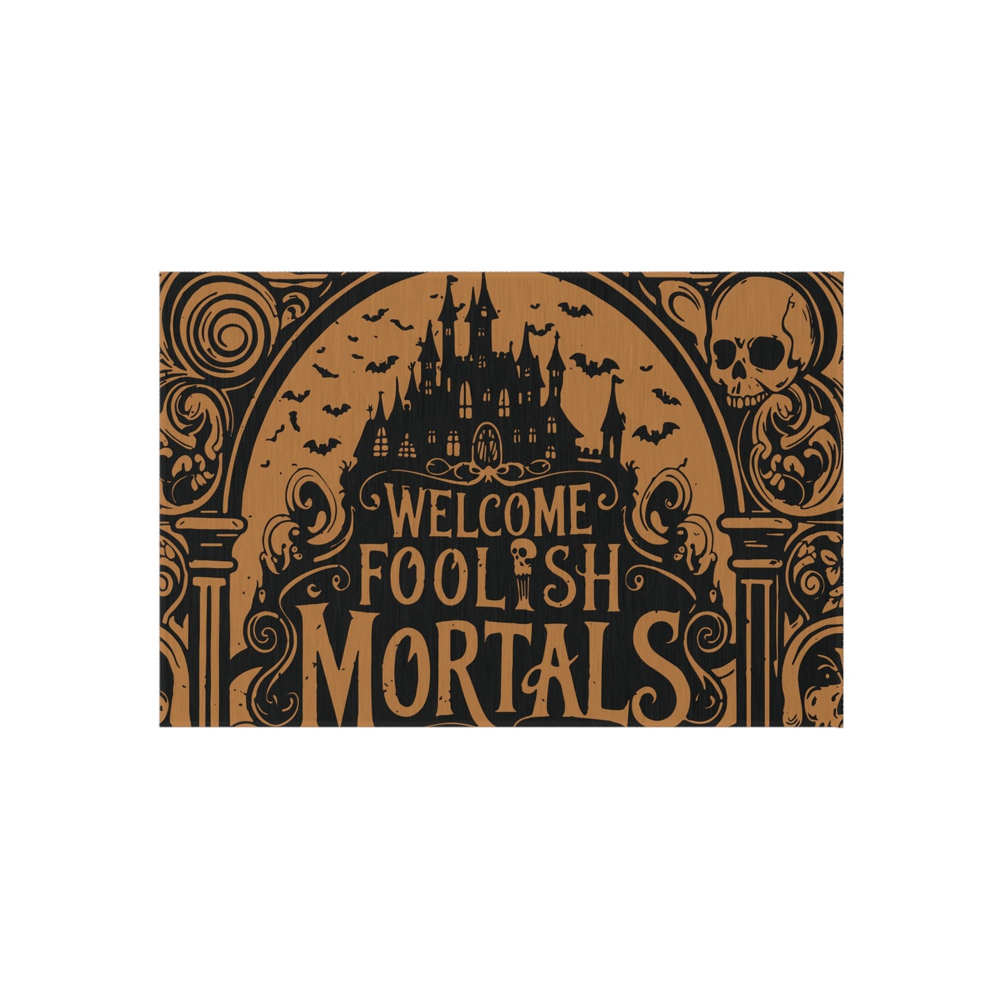 Welcome Foolish Mortals Halloween Outdoor Rug