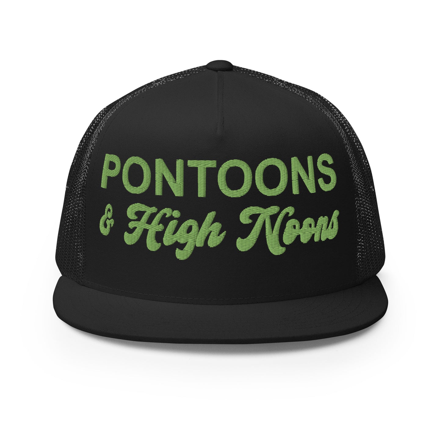 Pontoons and High Noons Hat (Embroidered Trucker Cap)