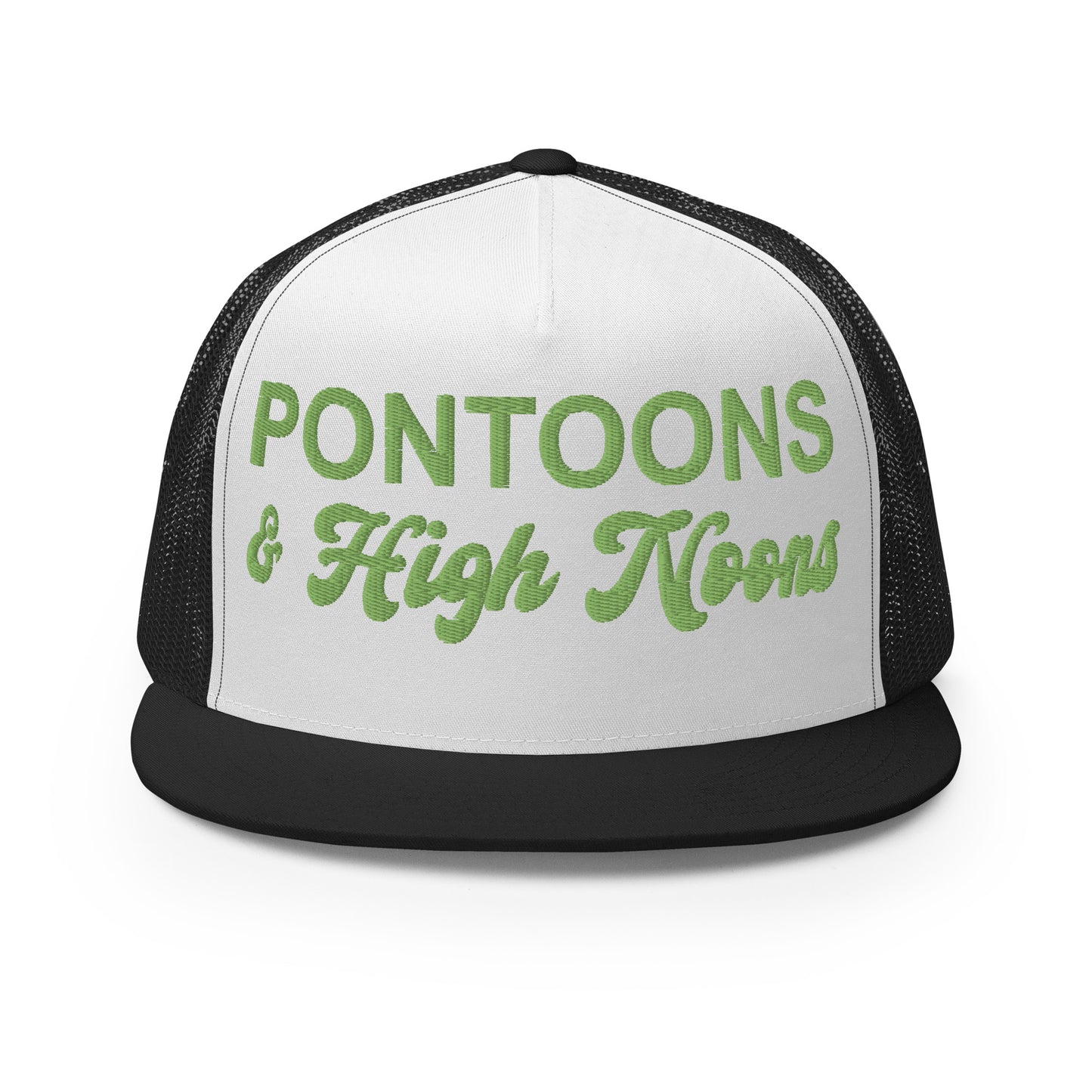 Pontoons and High Noons Hat (Embroidered Trucker Cap)