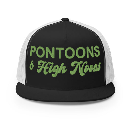 Pontoons and High Noons Hat (Embroidered Trucker Cap)