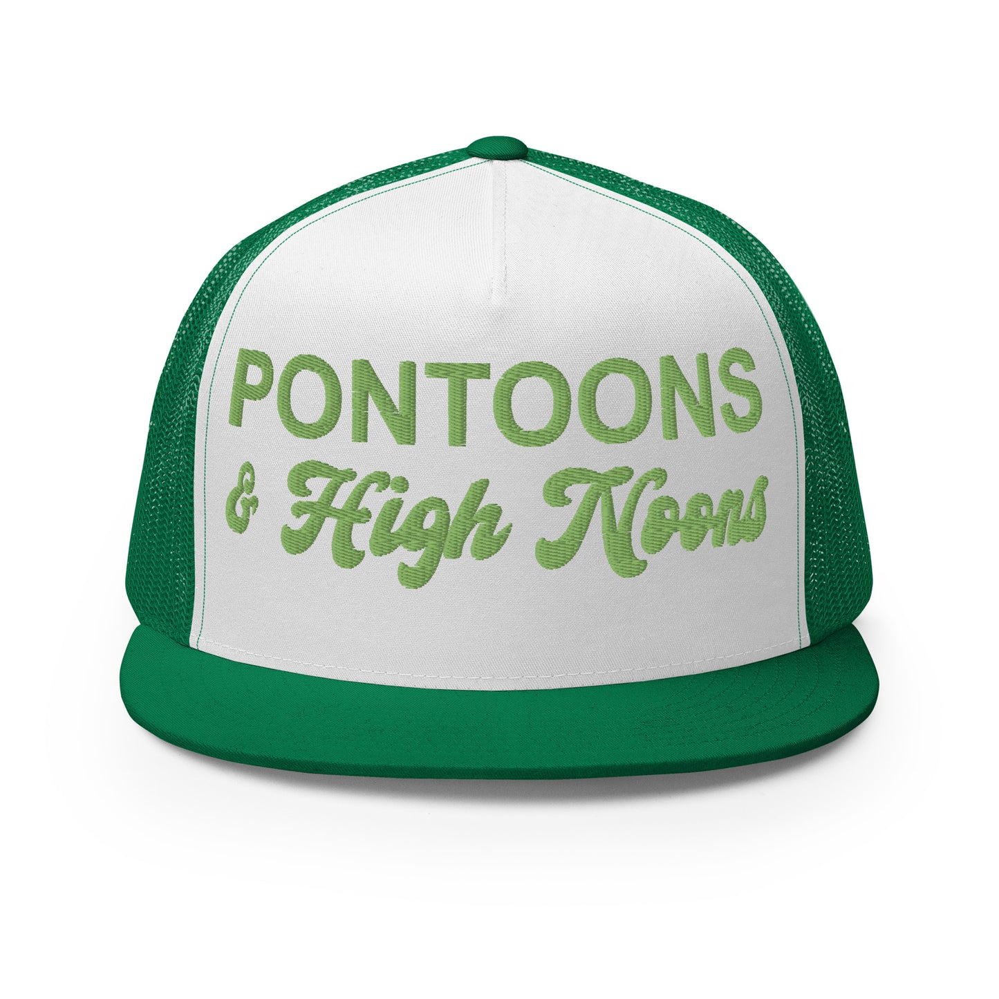 Pontoons and High Noons Hat (Embroidered Trucker Cap)