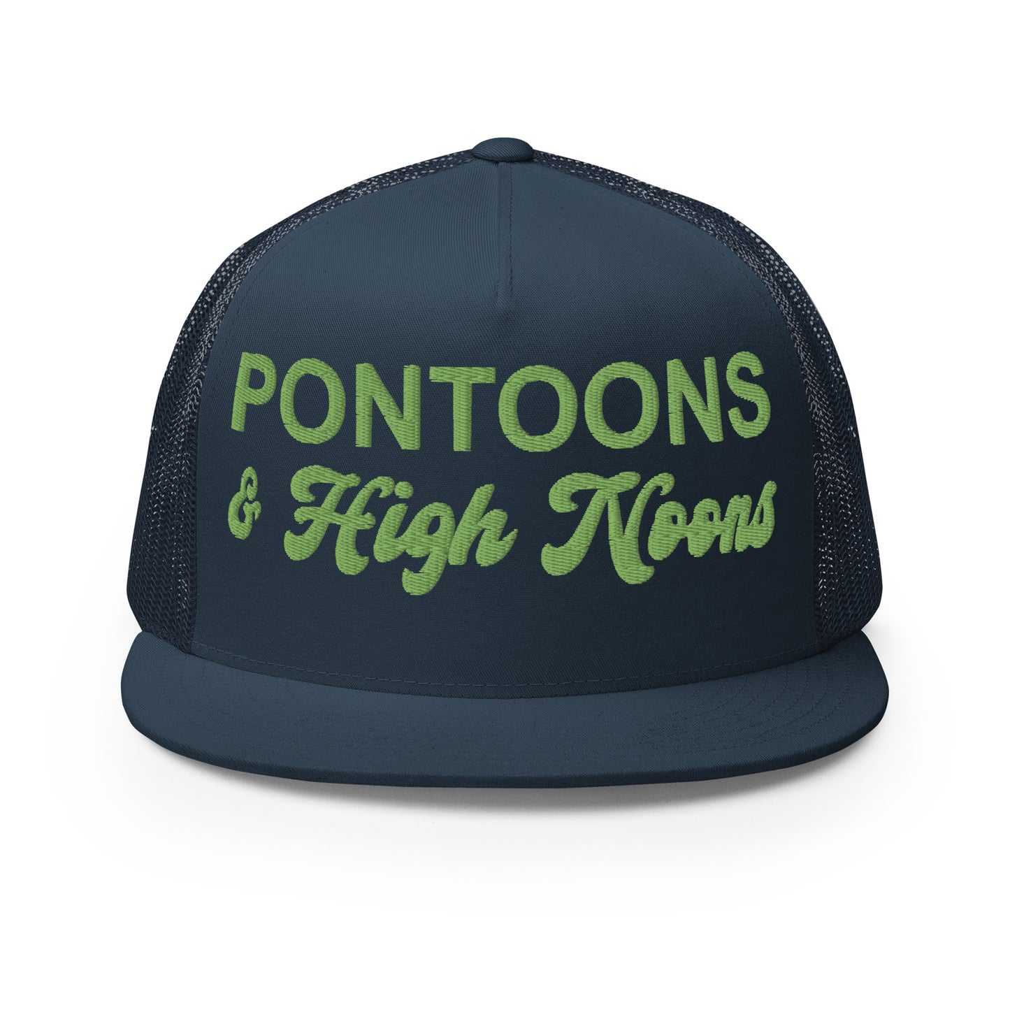 Pontoons and High Noons Hat (Embroidered Trucker Cap)