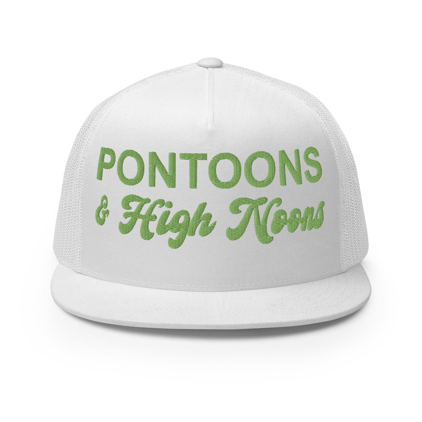Pontoons and High Noons Hat (Embroidered Trucker Cap)