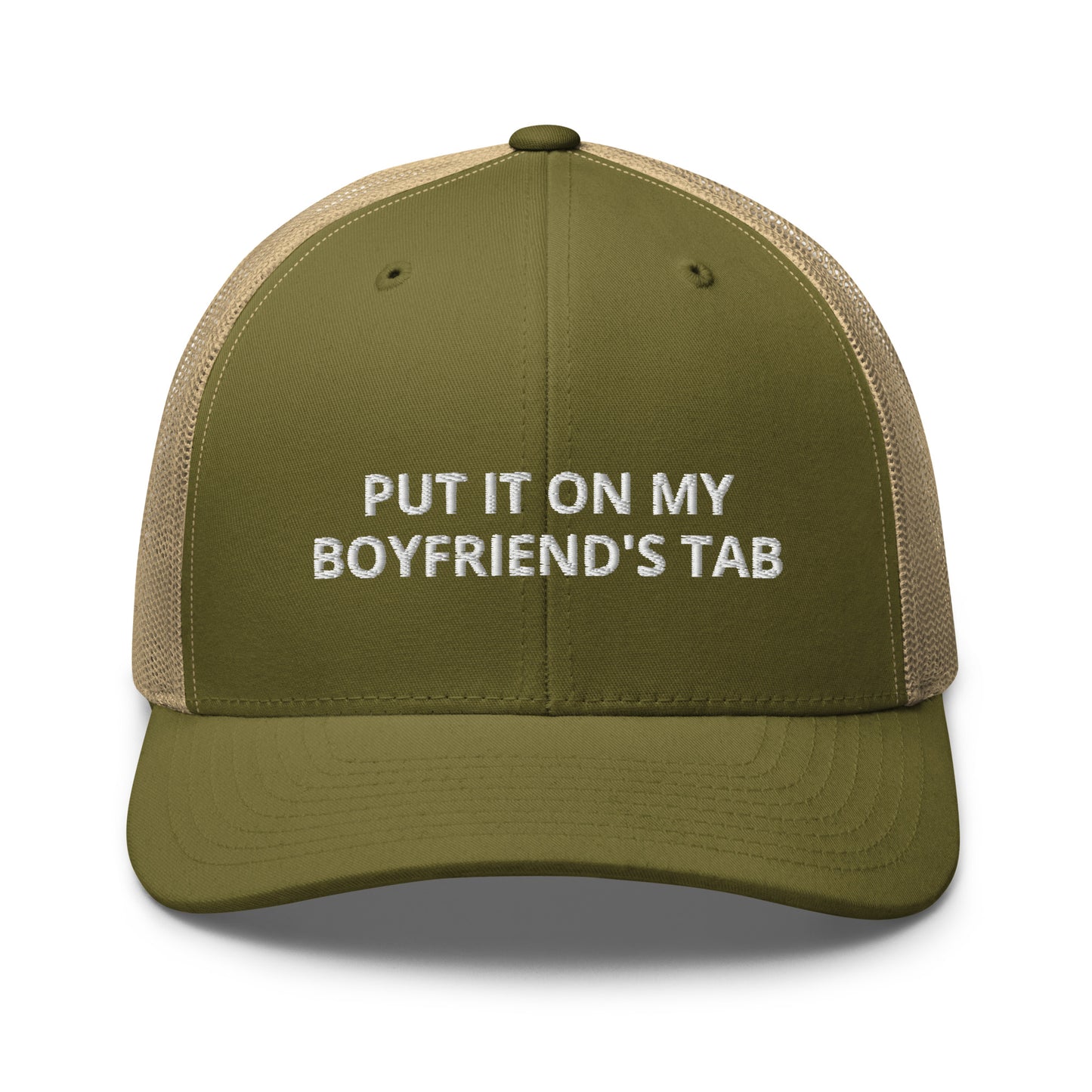 Put It On My Boyfriend's Tab Hat (Embroidered Trucker Cap)