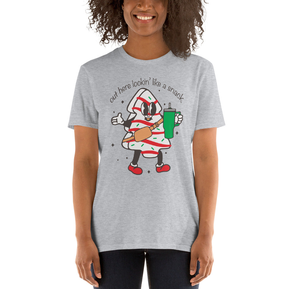 Out Here Lookin Like A Snack T-shirt, Boujee Christmas Shirt, Christmas Adult Short-Sleeve Unisex T-Shirt