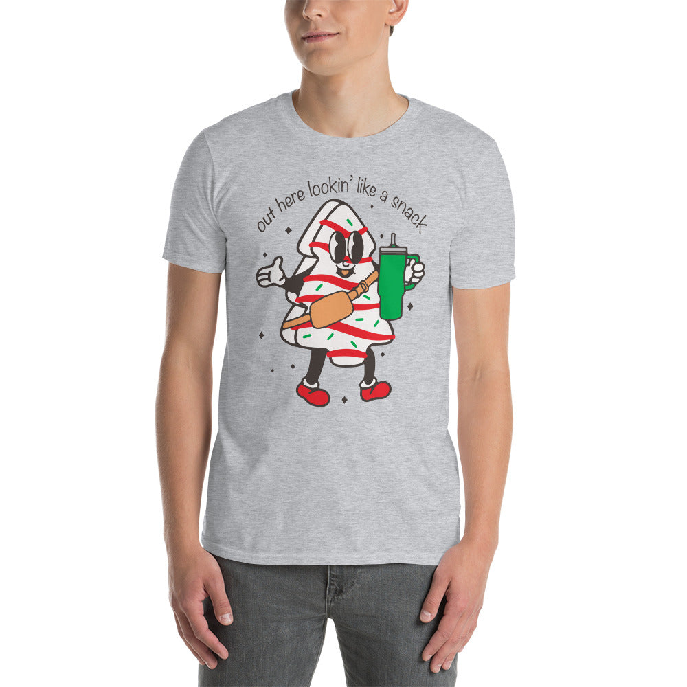 Out Here Lookin Like A Snack T-shirt, Boujee Christmas Shirt, Christmas Adult Short-Sleeve Unisex T-Shirt