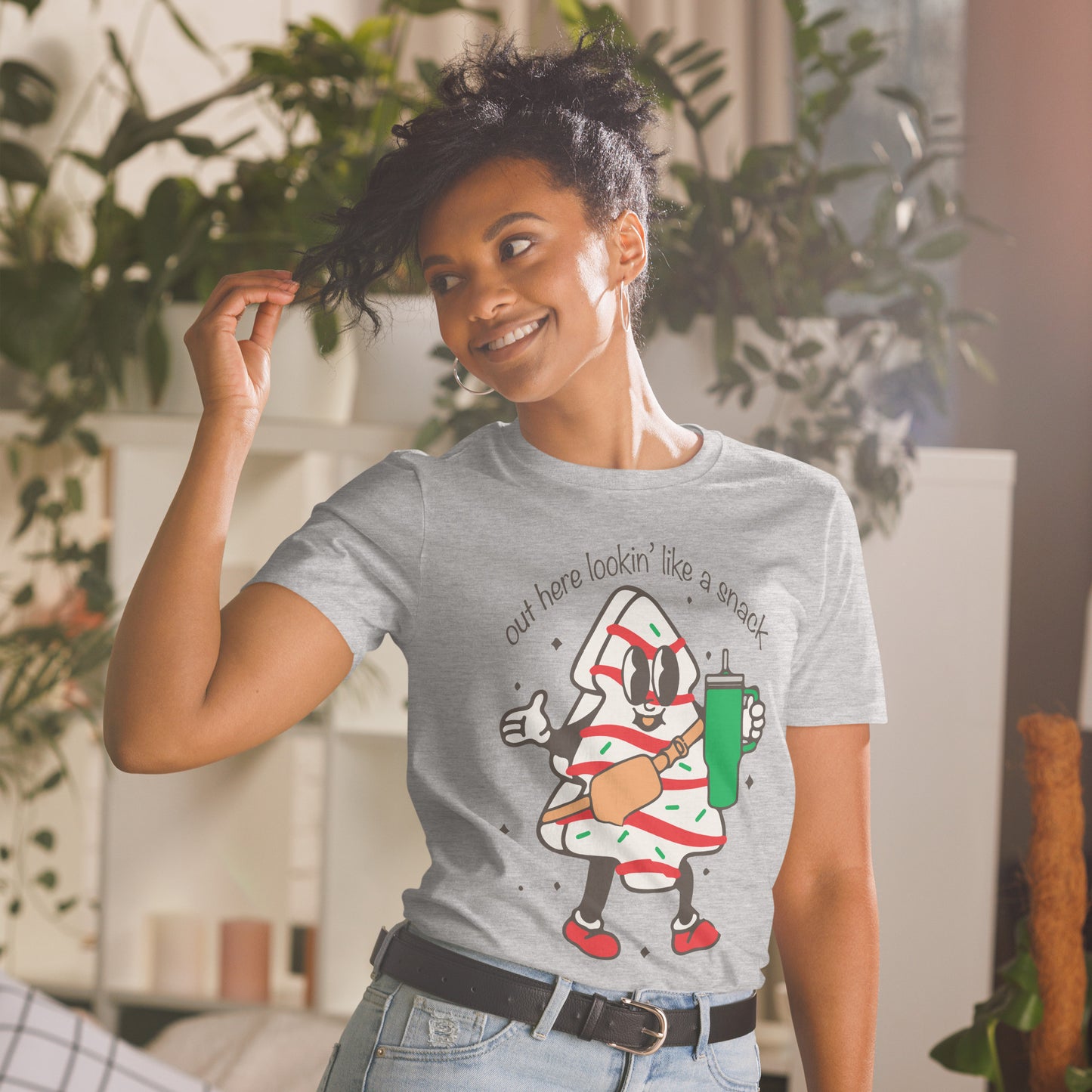 Out Here Lookin Like A Snack T-shirt, Boujee Christmas Shirt, Christmas Adult Short-Sleeve Unisex T-Shirt